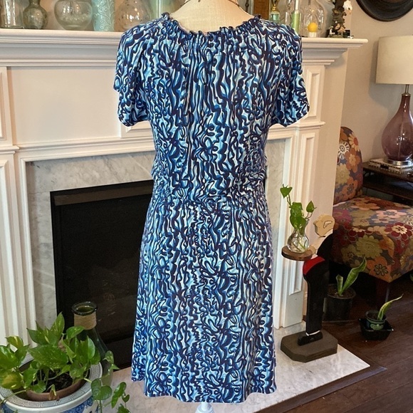 Lilly Pulitzer dress size small on off shoulder blue and black - Picture 3 of 10